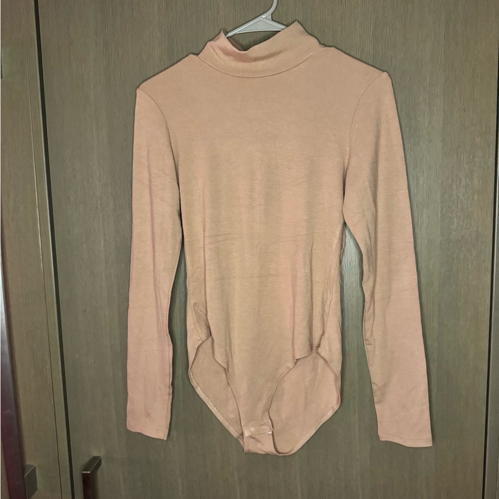 Elegant Tan Women's Turtleneck Bodysuit